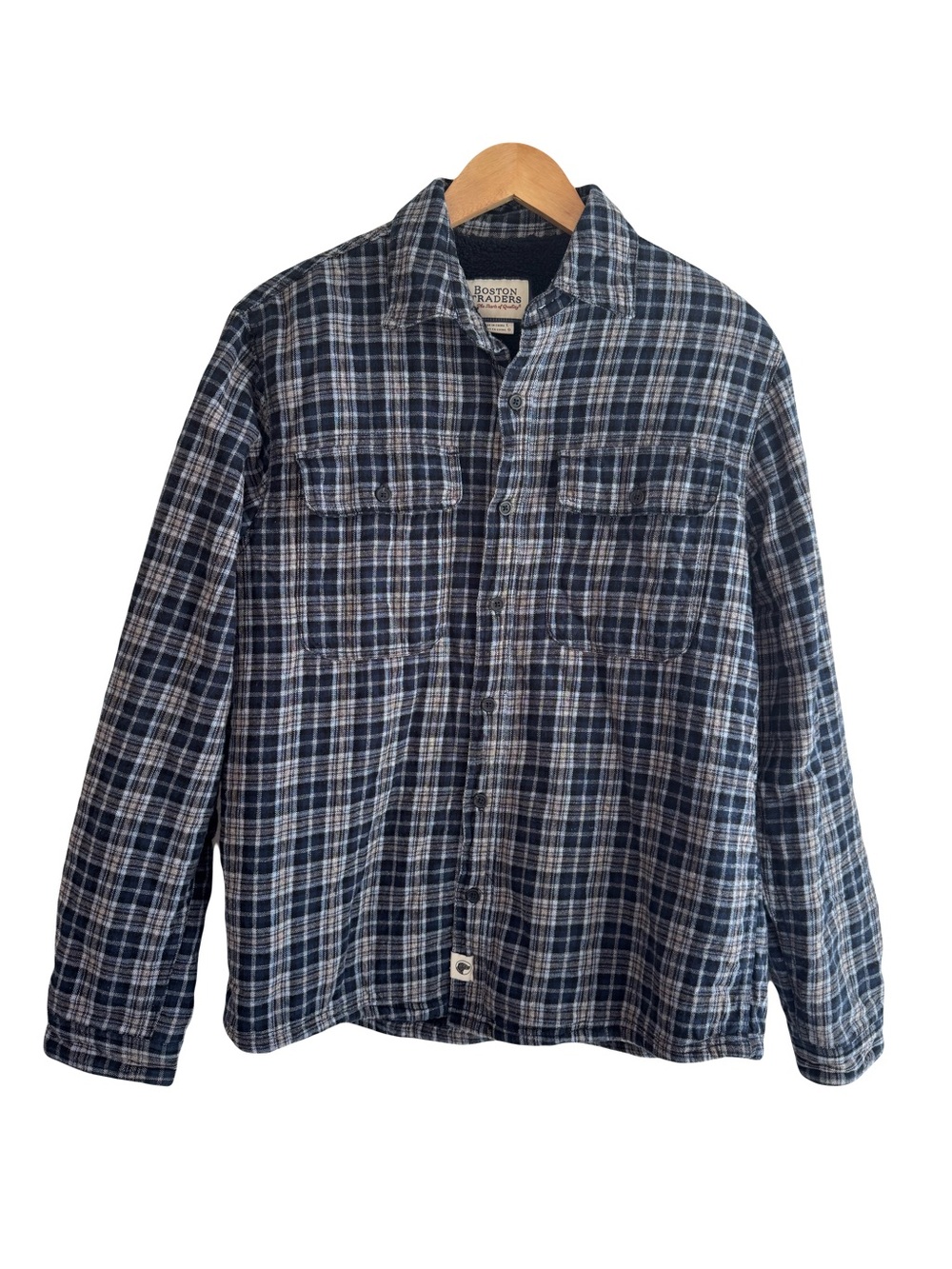 Boston  Traders  Men’s  Large  Blue  Plaid  Fleece  
Lined  Flannel  Shirt
